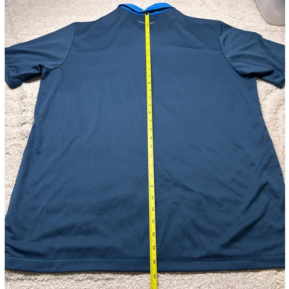 Adidas Climachill Polo Shirt Mens XL Blue Colorblock Short Sleeve Golf Top‎